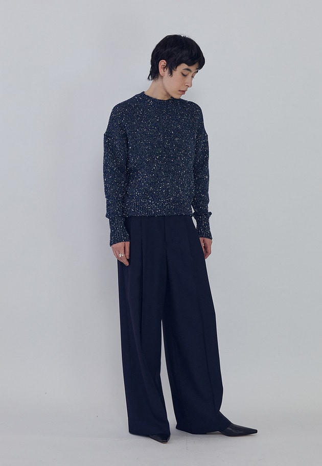 ラメノットスパンコールニットプルオーバー 詳細画像 Navy 4