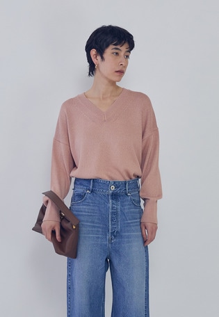 ブライトニットVネックプルオーバー