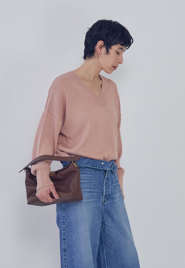 ブライトニットVネックプルオーバー 詳細画像 Pink 2