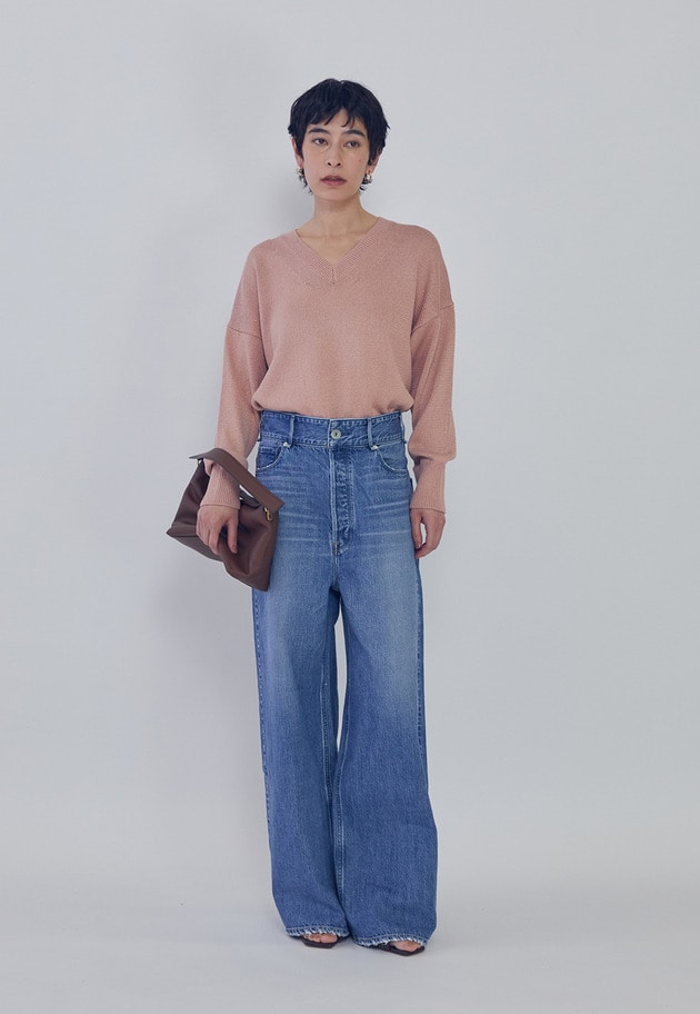 ブライトニットVネックプルオーバー 詳細画像 Pink 3