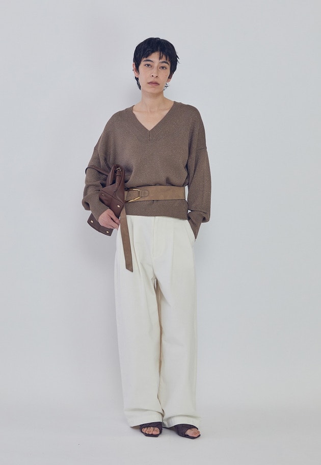 ブライトニットVネックプルオーバー 詳細画像 Brown 2