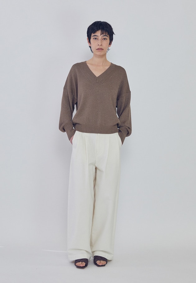 ブライトニットVネックプルオーバー 詳細画像 Brown 4