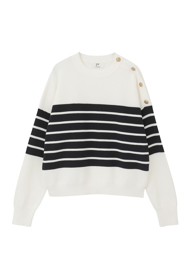 ハイツイストコットンボーダープルオーバー 詳細画像 White 11