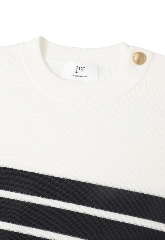 ハイツイストコットンボーダープルオーバー 詳細画像 White 13