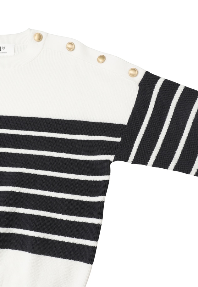 ハイツイストコットンボーダープルオーバー 詳細画像 White 15