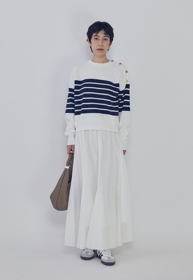 【予約】ハイツイストコットンボーダープルオーバー 詳細画像 White 2