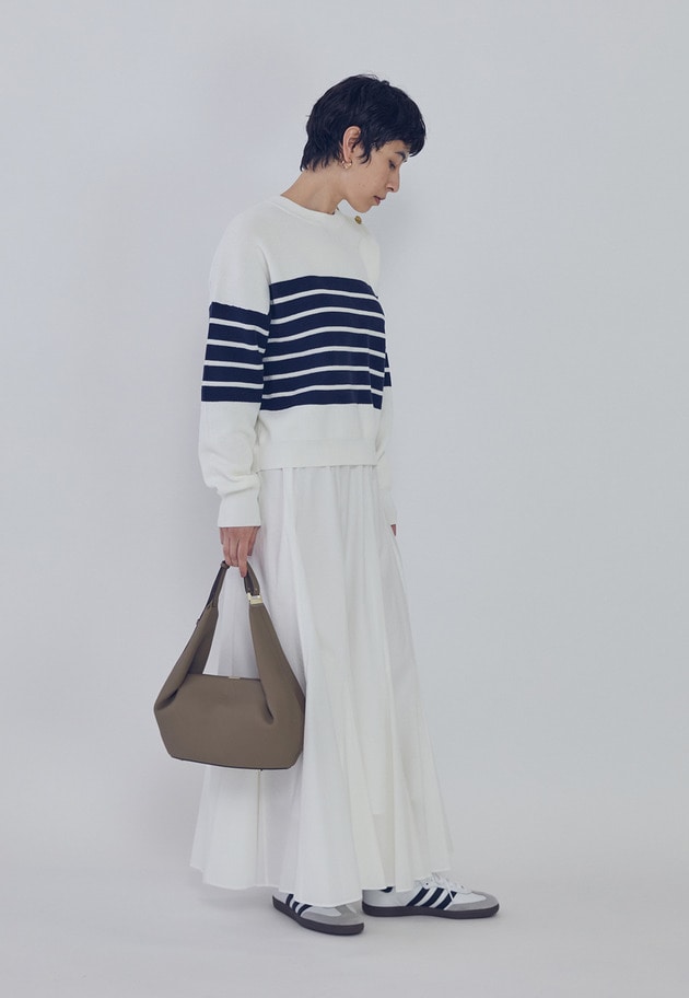 【予約】ハイツイストコットンボーダープルオーバー 詳細画像 White 3