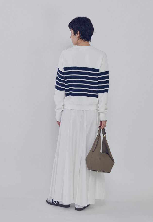 【予約】ハイツイストコットンボーダープルオーバー 詳細画像 White 4