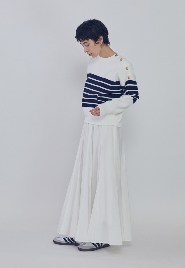 【予約】ハイツイストコットンボーダープルオーバー 詳細画像 White 5