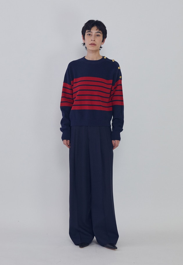 【予約】ハイツイストコットンボーダープルオーバー 詳細画像 Red 2