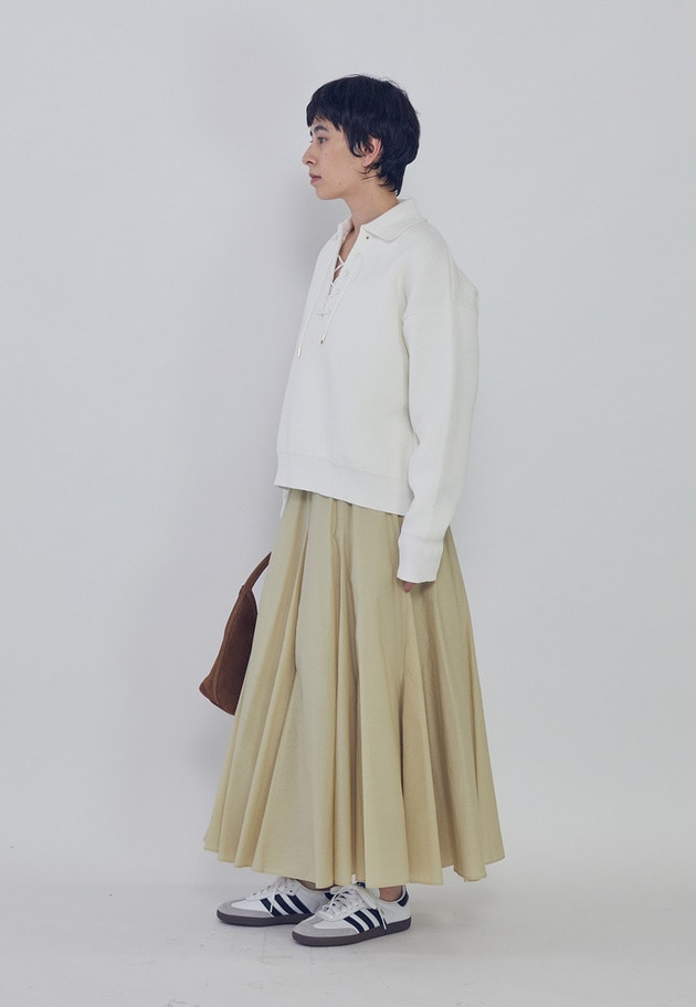 レースアップポロニットプルオーバー 詳細画像 Offwhite 5