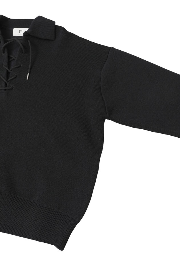 レースアップポロニットプルオーバー 詳細画像 Navy 10
