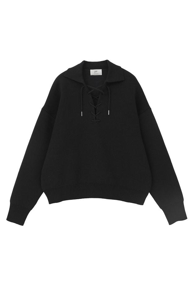 レースアップポロニットプルオーバー 詳細画像 Navy 6