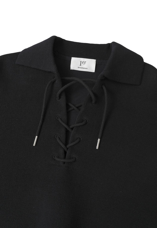 レースアップポロニットプルオーバー 詳細画像 Navy 8