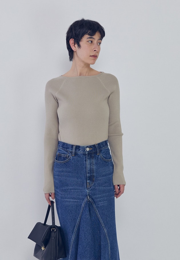 ヴィスコースストレッチリブニットプルオーバー 詳細画像 Beige 1