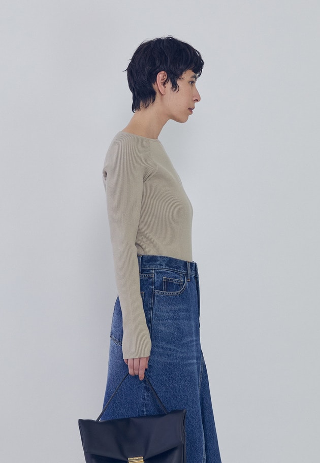 ヴィスコースストレッチリブニットプルオーバー 詳細画像 Beige 2