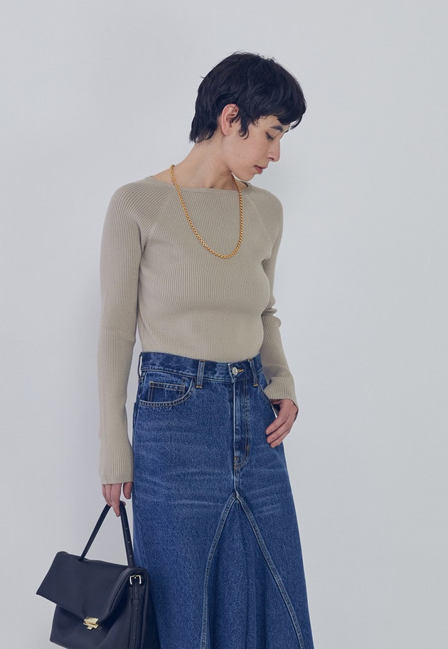 ヴィスコースストレッチリブニットプルオーバー 詳細画像 Beige 3