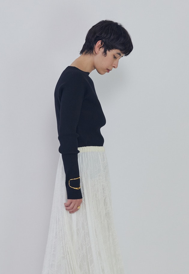 ヴィスコースストレッチリブニットプルオーバー 詳細画像 Black 2