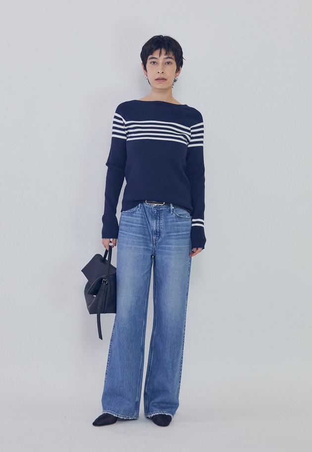 ヴィスコースストレッチリブニットプルオーバー 詳細画像 Border 4