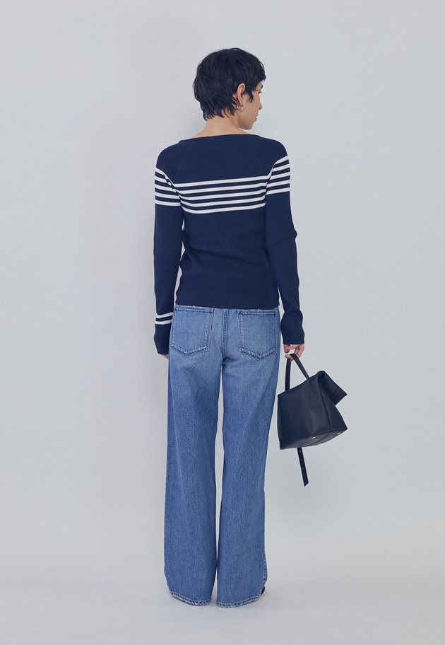 ヴィスコースストレッチリブニットプルオーバー 詳細画像 Border 6