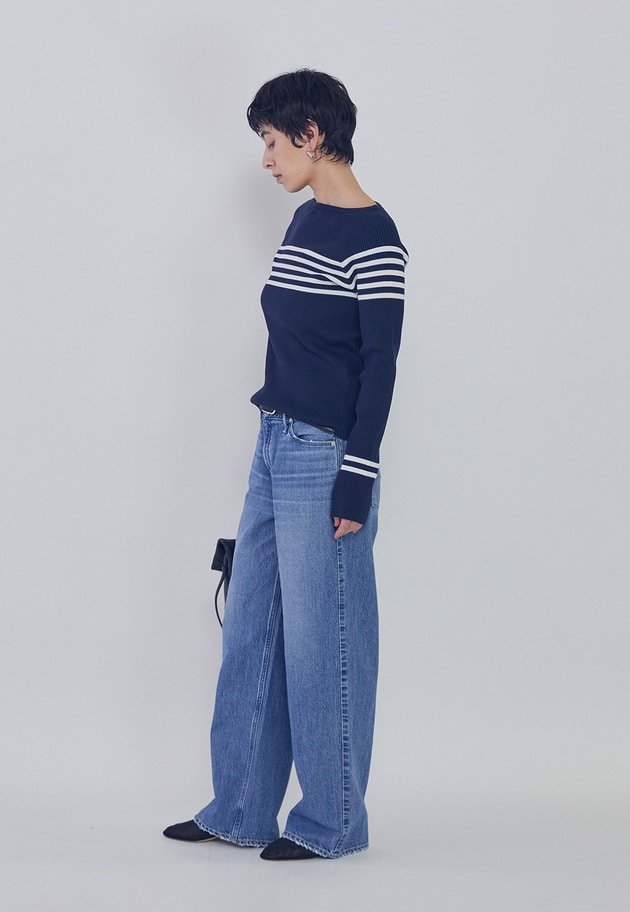 ヴィスコースストレッチリブニットプルオーバー 詳細画像 Border 7