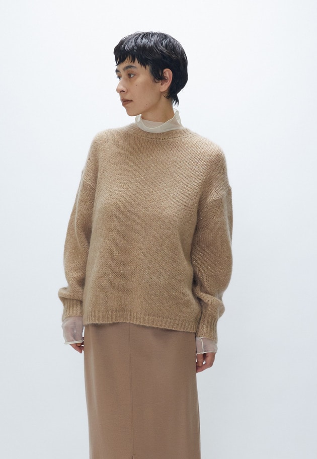 【追加】モヘアラメリリヤーンクルーネックニット 詳細画像 Beige 2