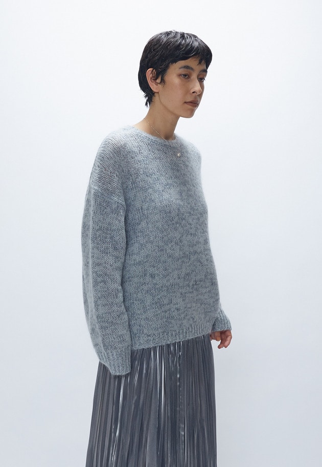 【追加】モヘアラメリリヤーンクルーネックニット 詳細画像 Gray 7