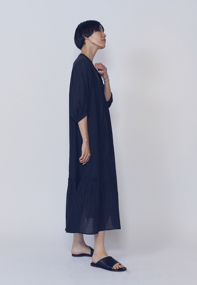 【WEB限定】＜normment（ノーメント）＞ギャザースリーブドレス 詳細画像 Black 6