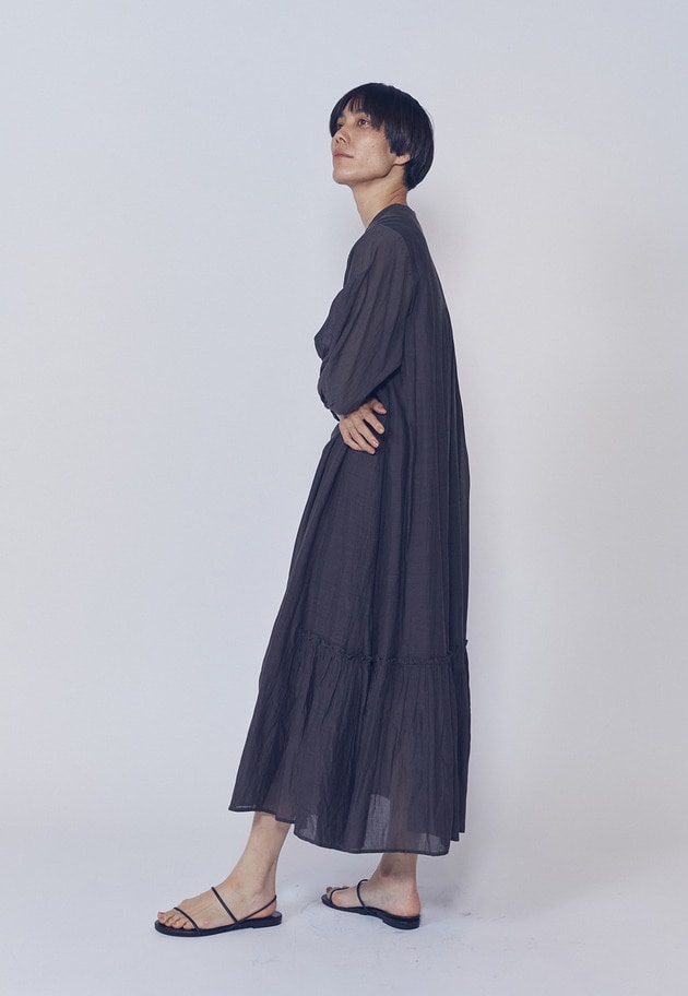 【WEB限定】＜normment（ノーメント）＞ギャザースリーブドレス 詳細画像 Brown 8