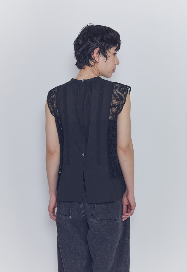 【予約・WEB限定】＜normment（ノーメント）＞ &ldquo;MANNY LACE&rdquo;ノースリーブブラウス 詳細画像 Black 2