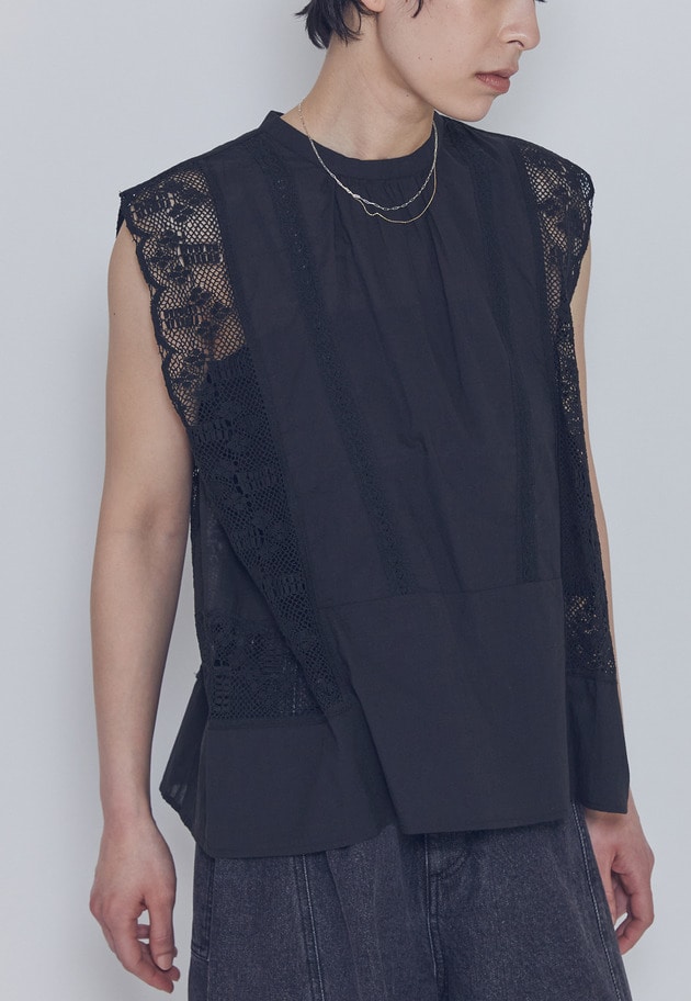 【予約・WEB限定】＜normment（ノーメント）＞ &ldquo;MANNY LACE&rdquo;ノースリーブブラウス 詳細画像 Black 4