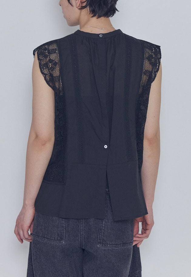 【予約・WEB限定】＜normment（ノーメント）＞ &ldquo;MANNY LACE&rdquo;ノースリーブブラウス 詳細画像 Black 5