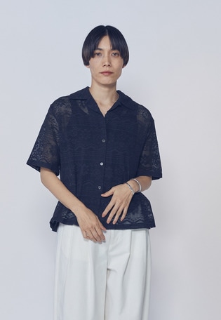 【WEB限定】＜normment（ノーメント）＞コットンレースボタンシャツ