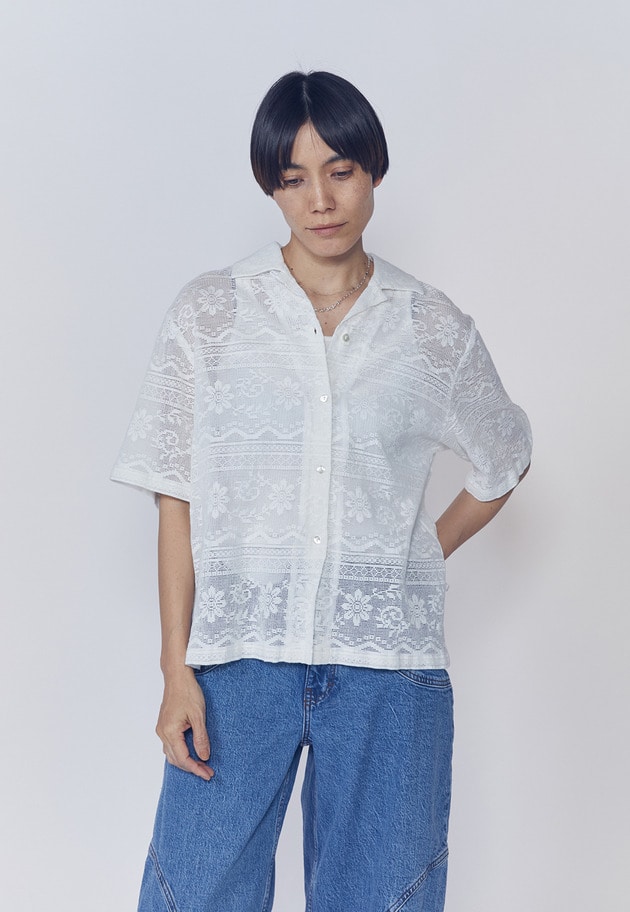 【予約・WEB限定】＜normment（ノーメント）＞コットンレースボタンシャツ 詳細画像 Offwhite 1