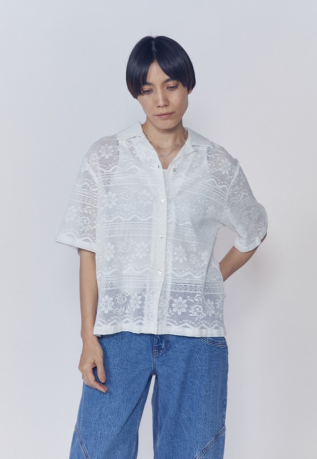 【WEB限定】＜normment（ノーメント）＞コットンレースボタンシャツ 詳細画像 Offwhite 7