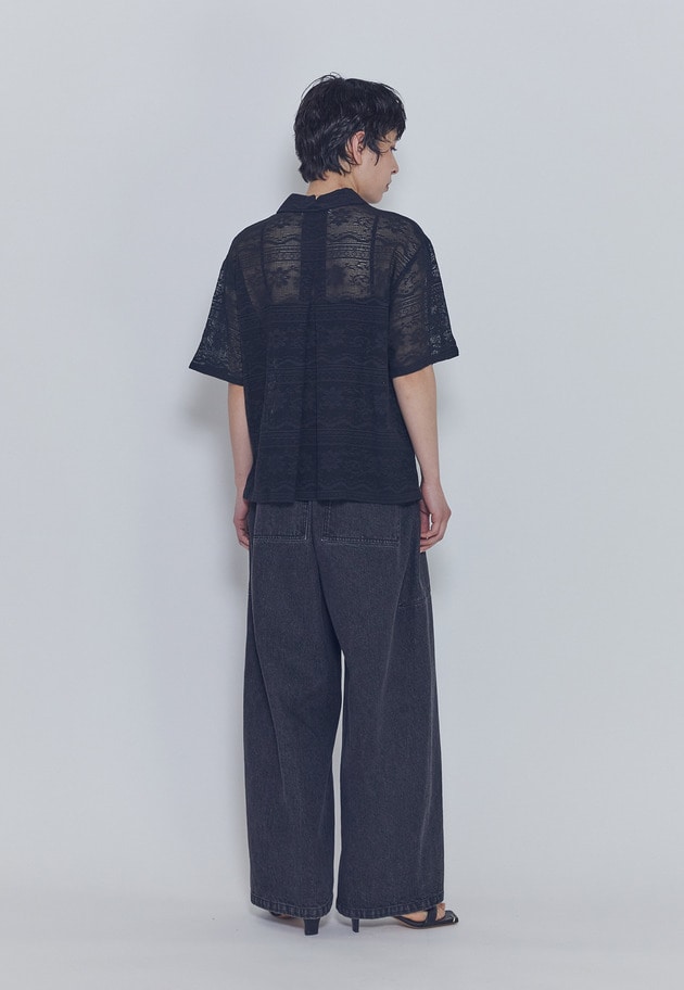 【WEB限定】＜normment（ノーメント）＞コットンレースボタンシャツ 詳細画像 Black 10