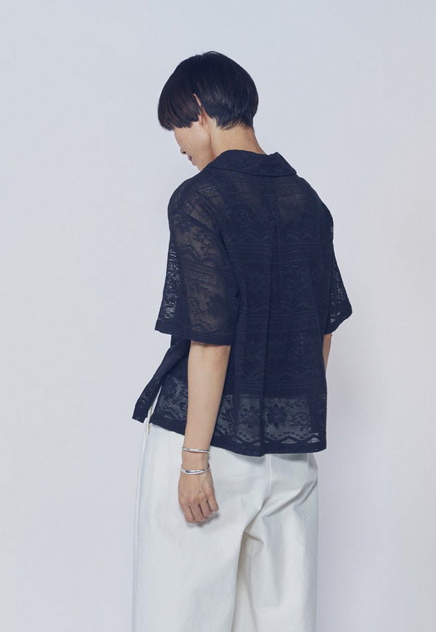 【予約・WEB限定】＜normment（ノーメント）＞コットンレースボタンシャツ 詳細画像 Black 2