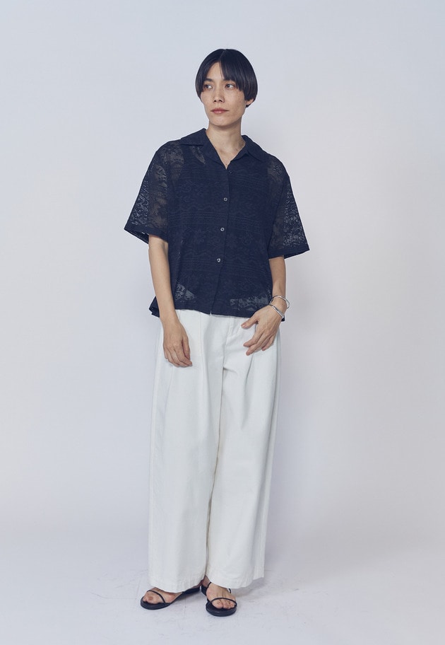 【予約・WEB限定】＜normment（ノーメント）＞コットンレースボタンシャツ 詳細画像 Black 3