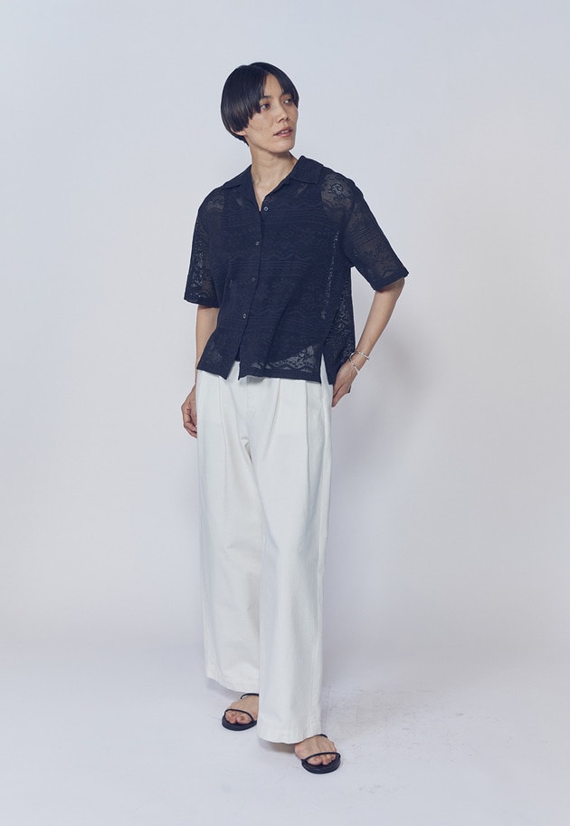 【予約・WEB限定】＜normment（ノーメント）＞コットンレースボタンシャツ 詳細画像 Black 4