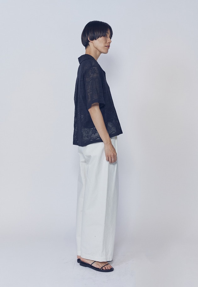【予約・WEB限定】＜normment（ノーメント）＞コットンレースボタンシャツ 詳細画像 Black 5