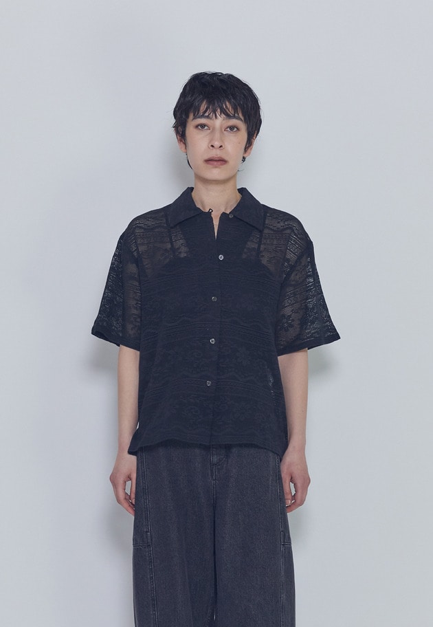 【WEB限定】＜normment（ノーメント）＞コットンレースボタンシャツ 詳細画像 Black 6