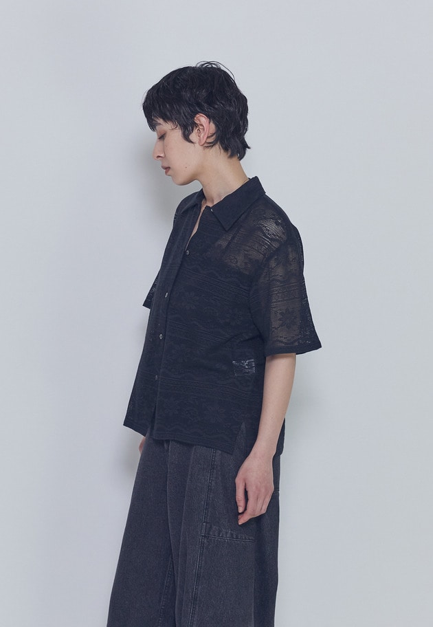 【WEB限定】＜normment（ノーメント）＞コットンレースボタンシャツ 詳細画像 Black 7