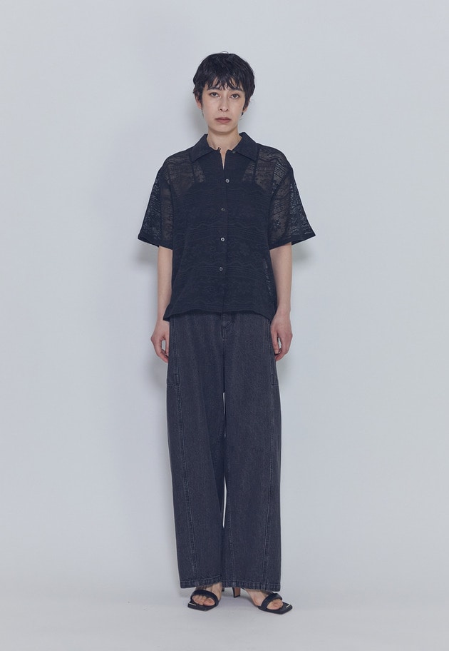 【WEB限定】＜normment（ノーメント）＞コットンレースボタンシャツ 詳細画像 Black 8