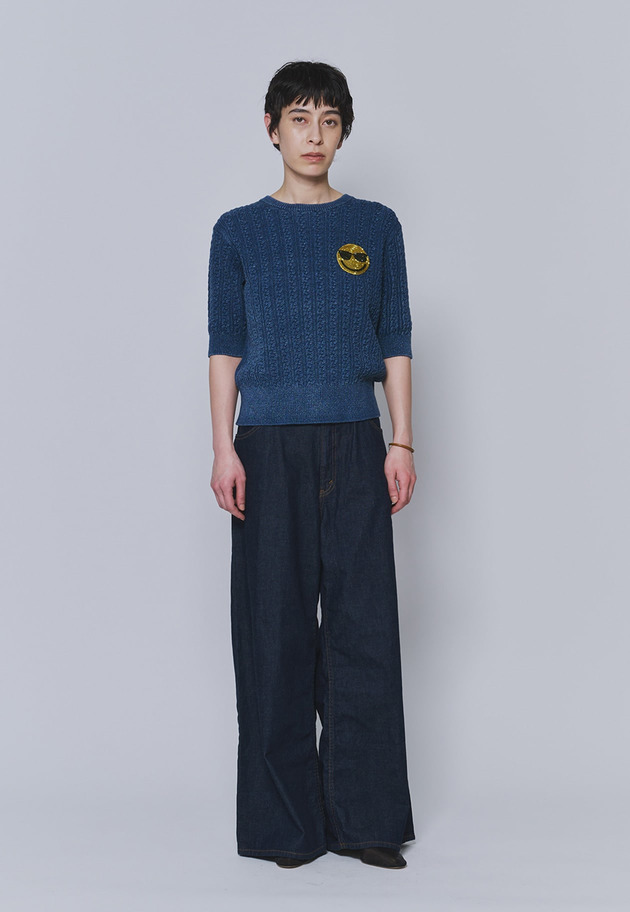 ＜COUTURE D'ADAM（クチュール ド アダム）＞コットンショートスリーブニット 詳細画像 Blue 2