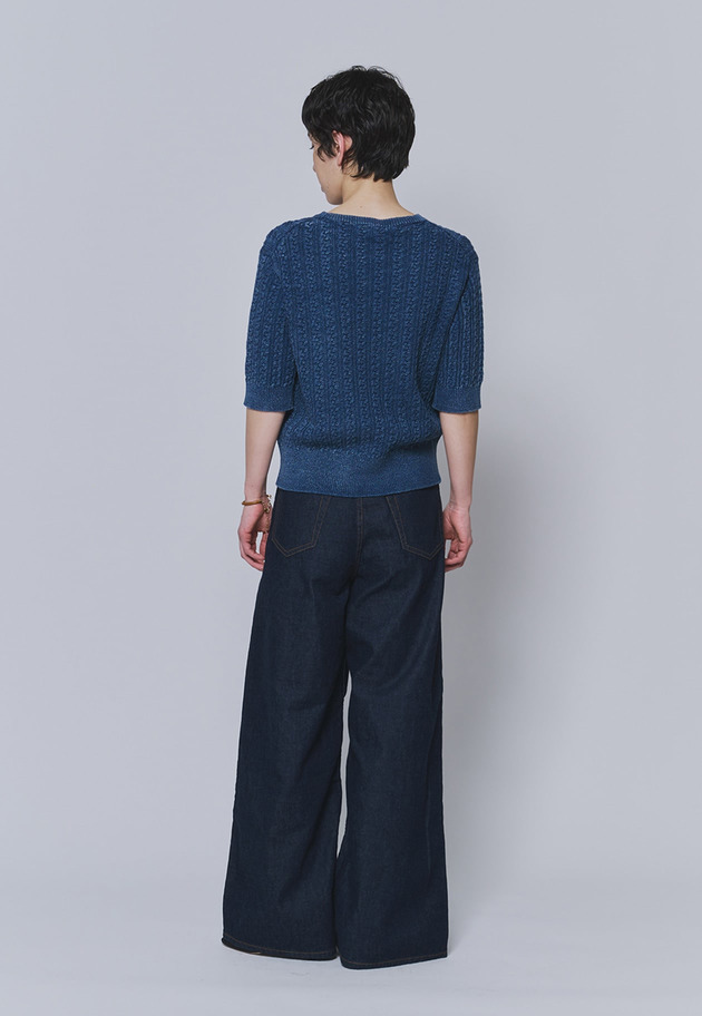 ＜COUTURE D'ADAM（クチュール ド アダム）＞コットンショートスリーブニット 詳細画像 Blue 4