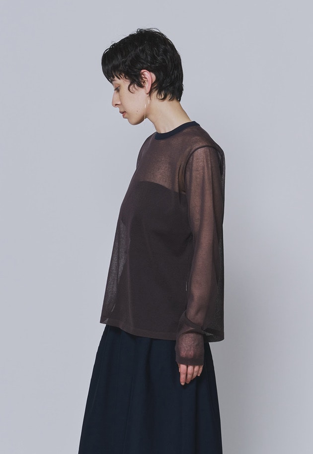 ＜LOWER（ローヴァー）＞&ldquo;18G Plainstitch&rdquo;シアーニット 詳細画像 Khaki 2