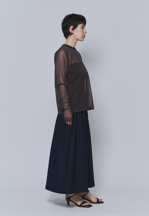 ＜LOWER（ローヴァー）＞&ldquo;18G Plainstitch&rdquo;シアーニット 詳細画像 Khaki 4