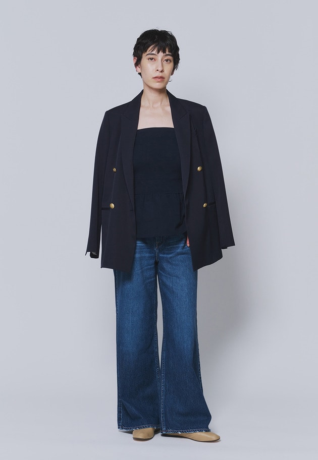 ＜LOWER（ローヴァー）＞&ldquo;18G Smooth Peplum&rdquo;ベアトップ 詳細画像 Blue 2