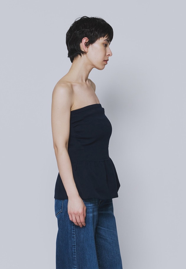 ＜LOWER（ローヴァー）＞&ldquo;18G Smooth Peplum&rdquo;ベアトップ 詳細画像 Blue 3