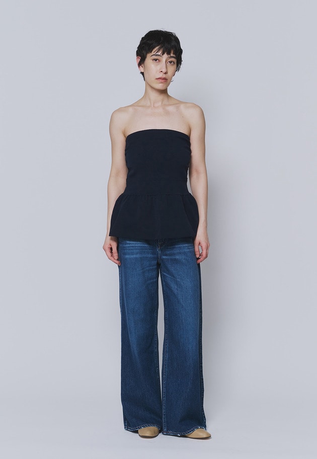 ＜LOWER（ローヴァー）＞&ldquo;18G Smooth Peplum&rdquo;ベアトップ 詳細画像 Blue 4